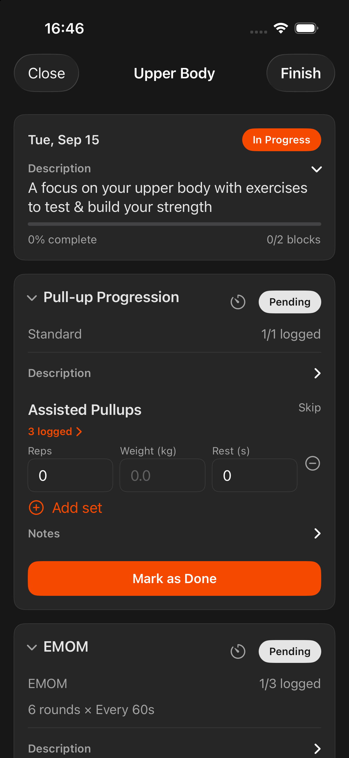 Workout plan and player in the Hylete iPhone app